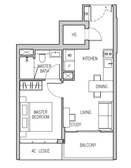 Stack 04: 1 bedroom - 517sqft (48 sqm)