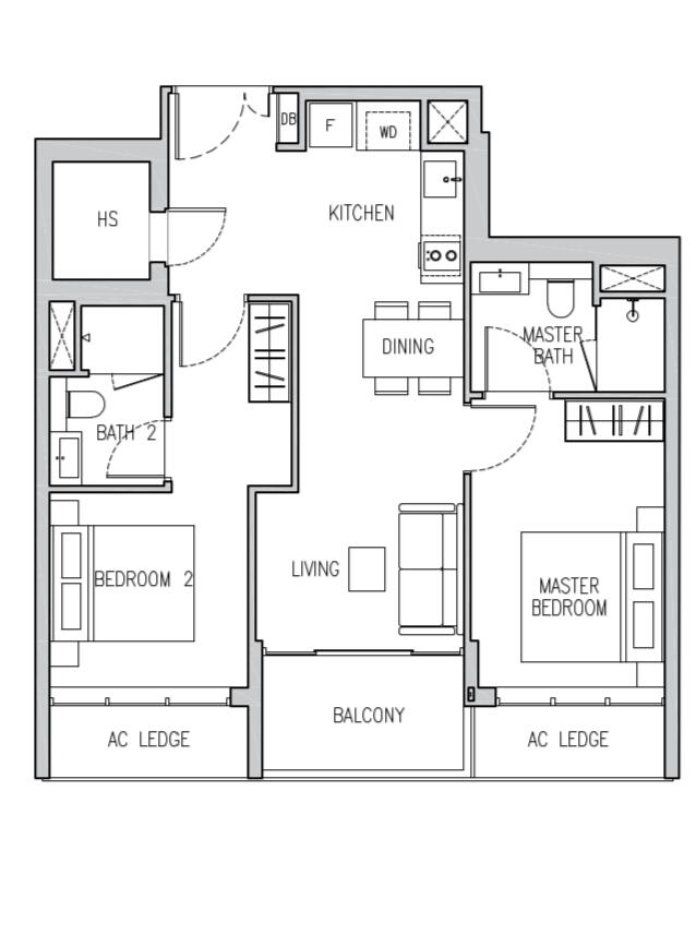 Stack 03: 2 bedrooms - 797 sqft (74 sqm)
